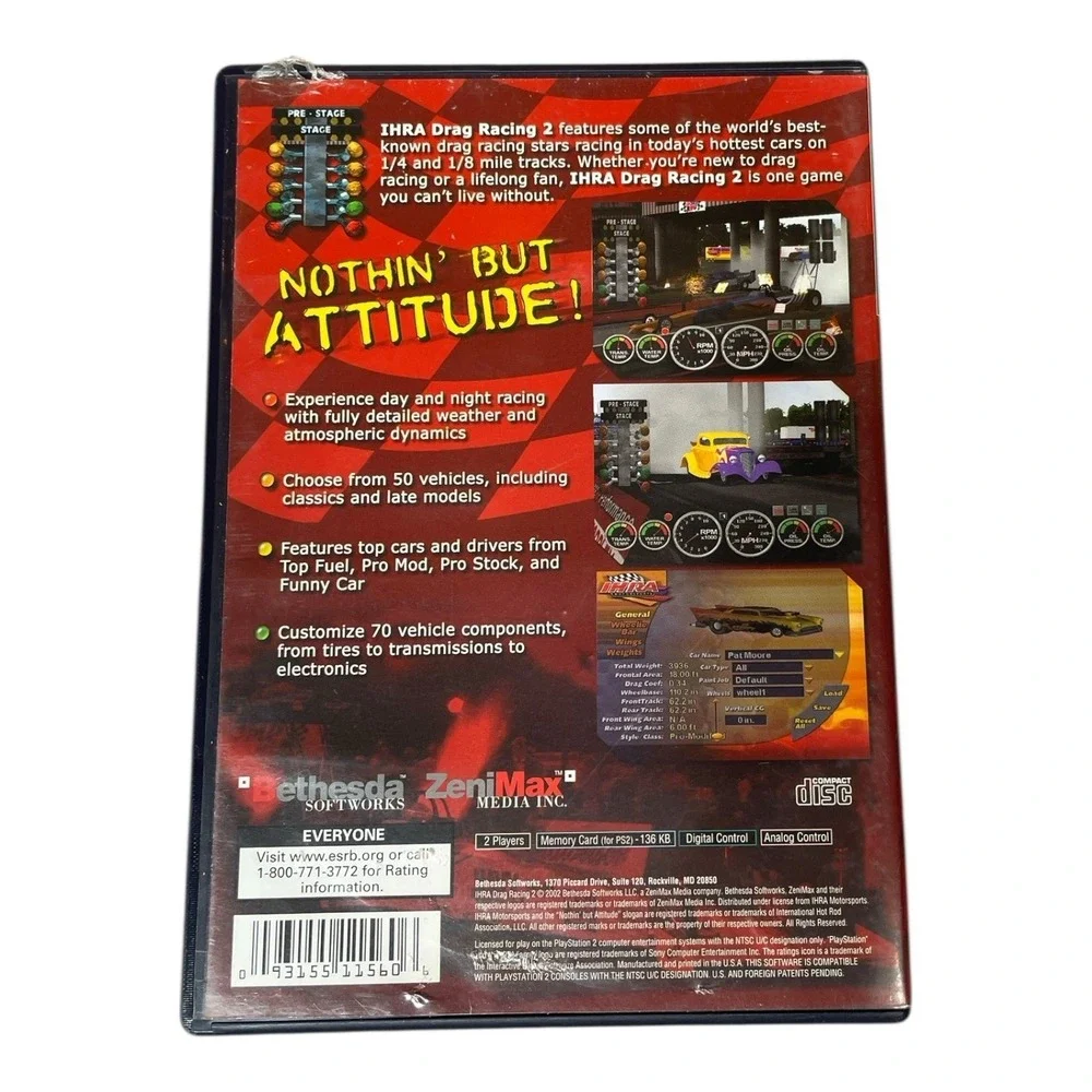 IHRA Motorsports Drag Racing 2 Sony PlayStation 2 Video Game